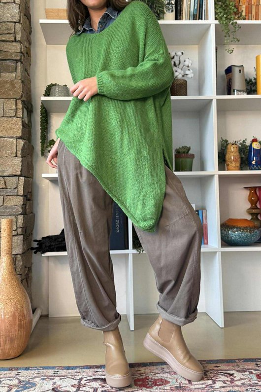  Big Softie Super Slant Knit Jumper Olive Zing /8=